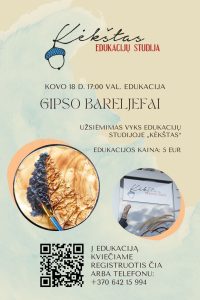 Edukacinis užsiėmimas „Gipso bareljefai“ @ Ukmergės kultūros centras, edukacijų studija „Kėkštas“
