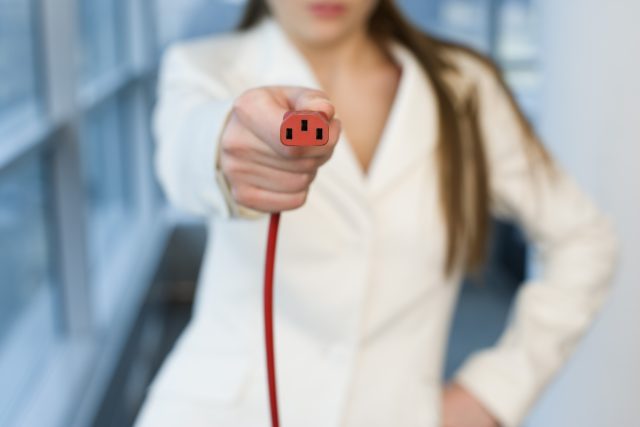 Woman holding cord