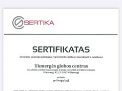 Ukmergės globos centrui – pažangaus lygio socialinių paslaugų kokybės sertifikatas