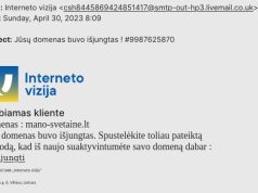 Svarbi informacija dėl SPAM pobūdžio laiškų, prisidengiant „Interneto vizija”