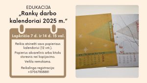Edukacija "Rankų darbo kalendoriai 2025 m. @ Vl. Šlaito viešoji biblioteka