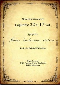 Popietė "Ponios Smetonienės virtuvė" @ buvusiame Balelių UDC