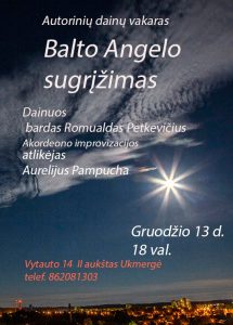 Autorinių dainų vakaras Balto angelo sugrįžimas @ Fotoateljė Žvilgsnis