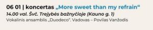Koncertas "More sweet than my refrain" @ Švč. Trejybės bažnyčia