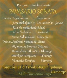 Poezijos ir muzikos šventė Pavasario sonata @ Grafo galerija