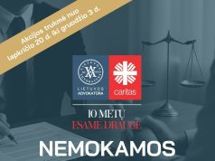 Dešimt metų kartu: Advokatūros ir „Caritas“ viltis bei pagalba